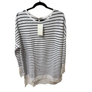 NWT Kinross HI-LOW PULLOVER Long Sleeve Oversized Shirt- Black and White- M